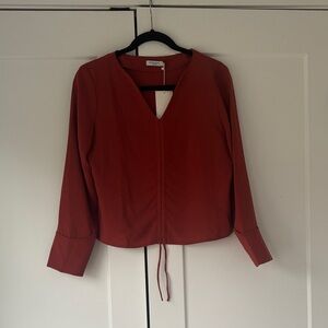 Petite Studio Deep Red V-Neck Blouse